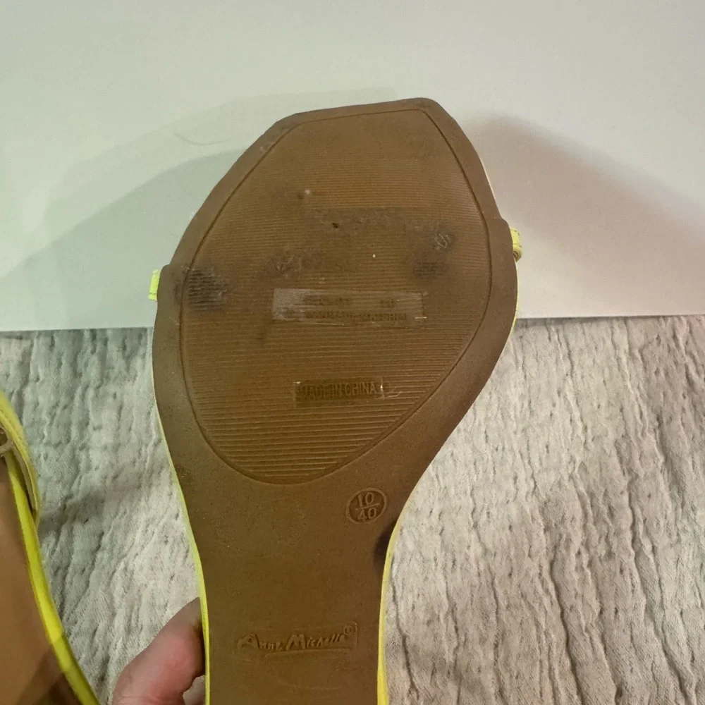 Anne Michelle Bright Yellow Patent Open-Toe Stiletto Sandals